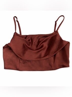 Altar’d State Satin Crop Cami Brown Small Adjustable Straps Zip Side